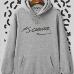 Gri Unisex Atatürk Imza Baskılı Kapüşonlu Sweatshirt Hoodie - XL-alttext1