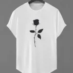 Gül Baskılı Slim Fit Oval Kesim T-Shirt - L-alttext1