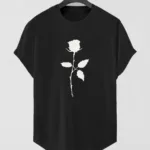 Gül Baskılı Slim Fit Oval Kesim T-Shirt-alttext1