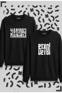 Hanımcı Beyci Sevgili Çift Kombini Katlamalı Tasarım Bisiklet Yaka 2'li Set-alttext1