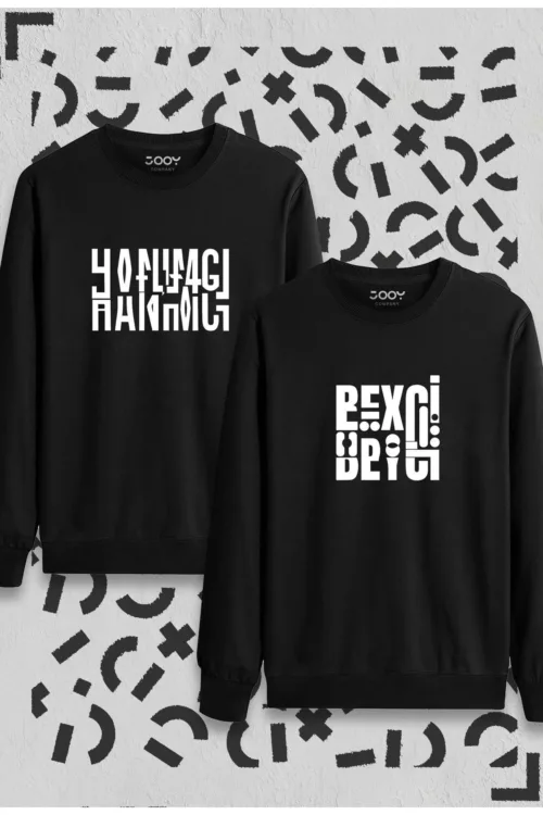 Hanımcı Beyci Sevgili Çift Kombini Katlamalı Tasarım Bisiklet Yaka 2’li Set