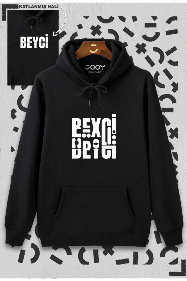 Hanımcı Beyci Sevgili Çift Kombini Katlamalı Tasarım Kapüşonlu Sweatshirt 2'li Set - L-alttext4