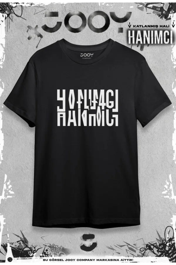 Hanımcı Katlamalı Tasarım Siyah Oversize Tshirt - M-alttext1