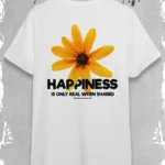 Happiness Flower Tasarım Beyaz Oversize Tshirt - L-alttext1