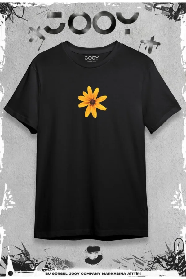 Happiness Flower Tasarım Siyah Oversize Tshirt - M-alttext2