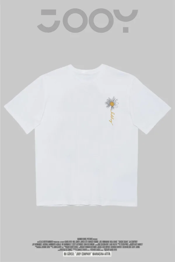 Happy Papatya Baskılı Beyaz Oversize Tshirt - L-alttext3