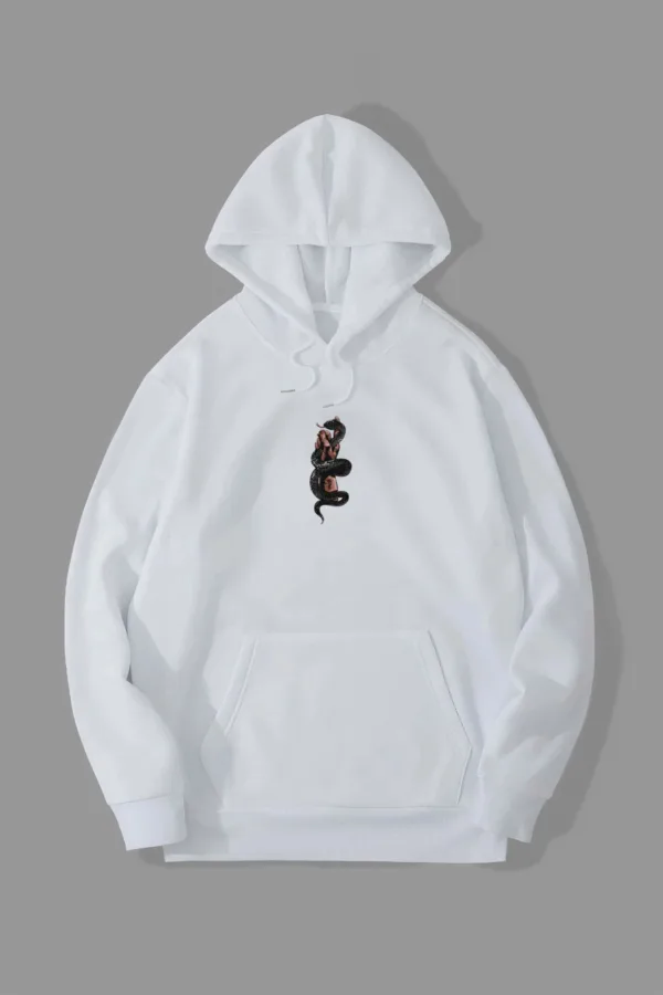 Hold Back Tasarım Beyaz Kapüşonlu Sweatshirt Hoodie - L-alttext2