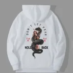 Hold Back Tasarım Beyaz Kapüşonlu Sweatshirt Hoodie - L-alttext1