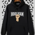 Holigan Baskılı Siyah Kapüşonlu Sweatshirt - M-alttext1