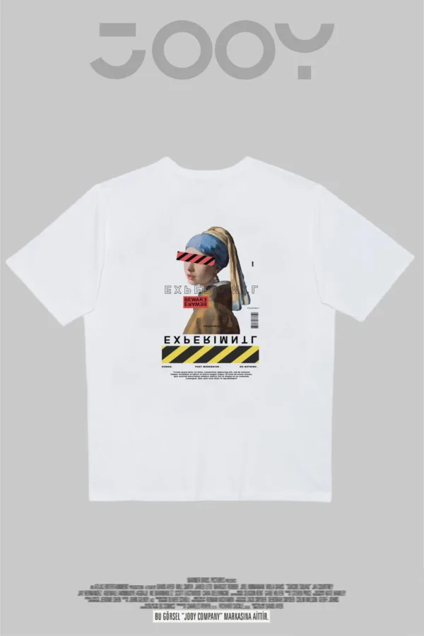 İnci Küpeli Kız Tasarım Beyaz Oversize Tshirt - XL-alttext4