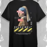 Inci Küpeli Kız Tasarım Siyah Oversize Tshirt - M-alttext1