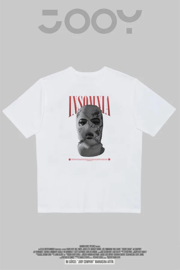 Insomnia Tasarım Baskılı Beyaz Oversize Tshirt - S-alttext4