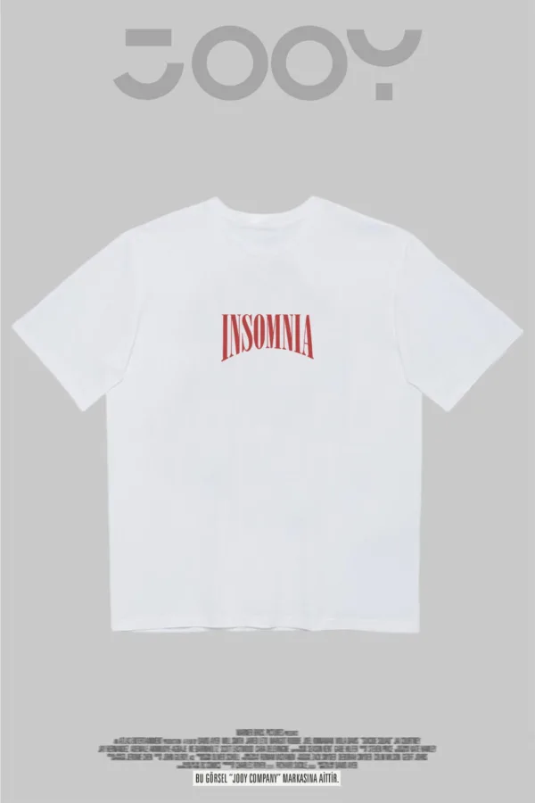 Insomnia Tasarım Baskılı Beyaz Oversize Tshirt - S-alttext5