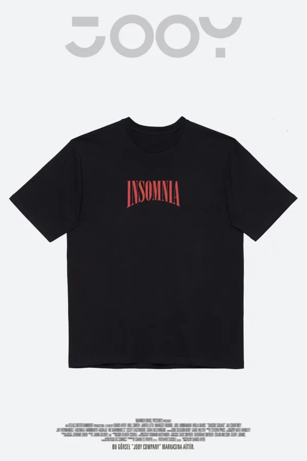 Insomnia Tasarım Baskılı Siyah Oversize Tshirt - L-alttext5