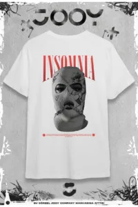 Insomnia Tasarım Beyaz Oversize Tshirt-alttext1