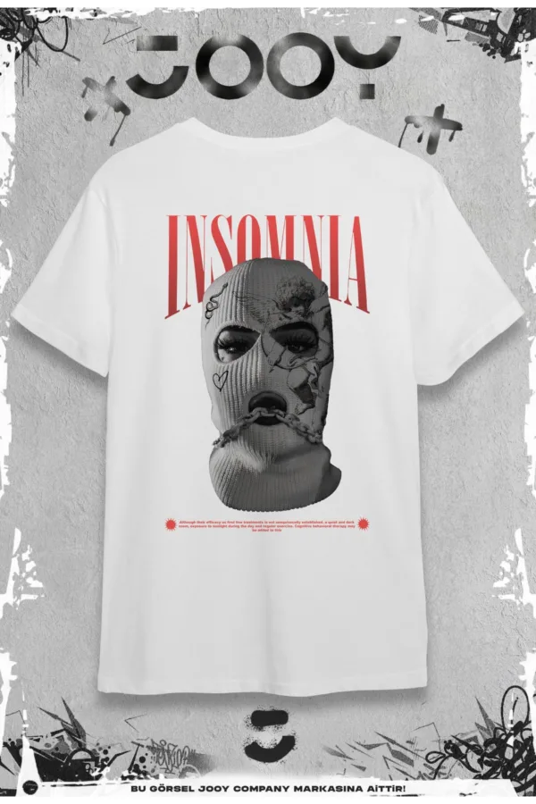 Insomnia Tasarım Beyaz Oversize Tshirt - L-alttext1