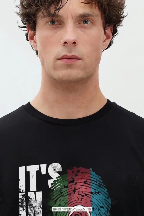 It's In My Dna Azerbaycan Bayrağı Tasarım Siyah Oversize Tshirt - XL-alttext2