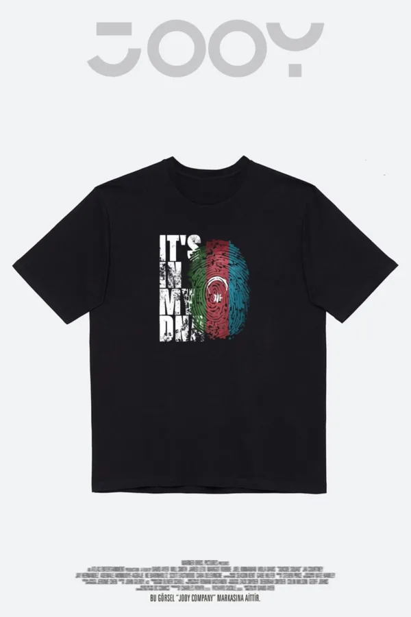 It's In My Dna Azerbaycan Bayrağı Tasarım Siyah Oversize Tshirt - XL-alttext4