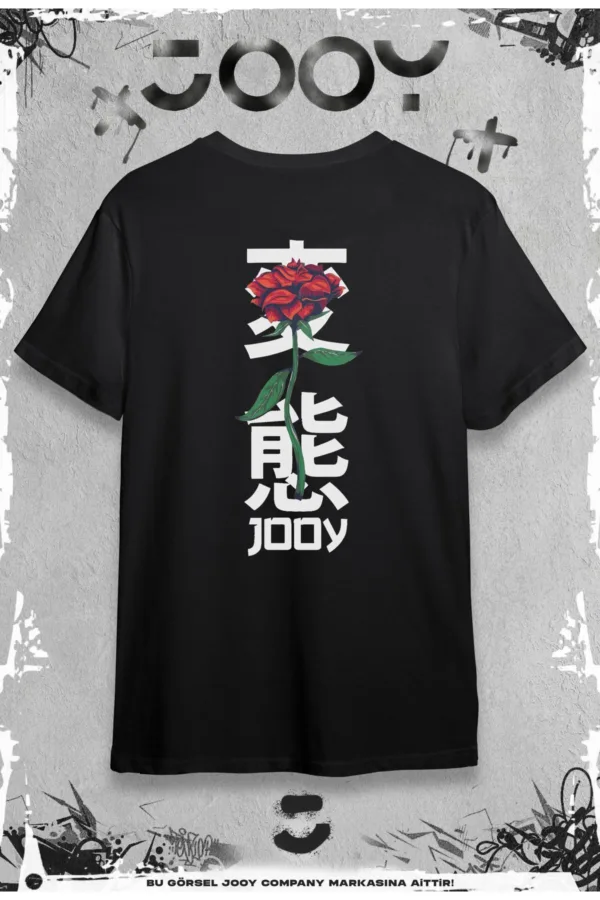 Japan Rose Sevgili Çift Kombini Siyah Oversize Tshirt 2'li Set - M-alttext4