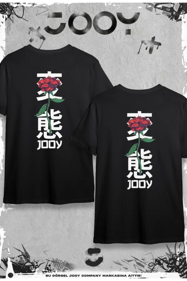 Japan Rose Sevgili Çift Kombini Siyah Oversize Tshirt 2'li Set - M-alttext1