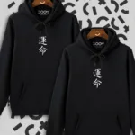 Japonca Destiny Baskılı Siyah Kapüşonlu Sweatshirt Avantaj Paketi 2'li Set - S-alttext1