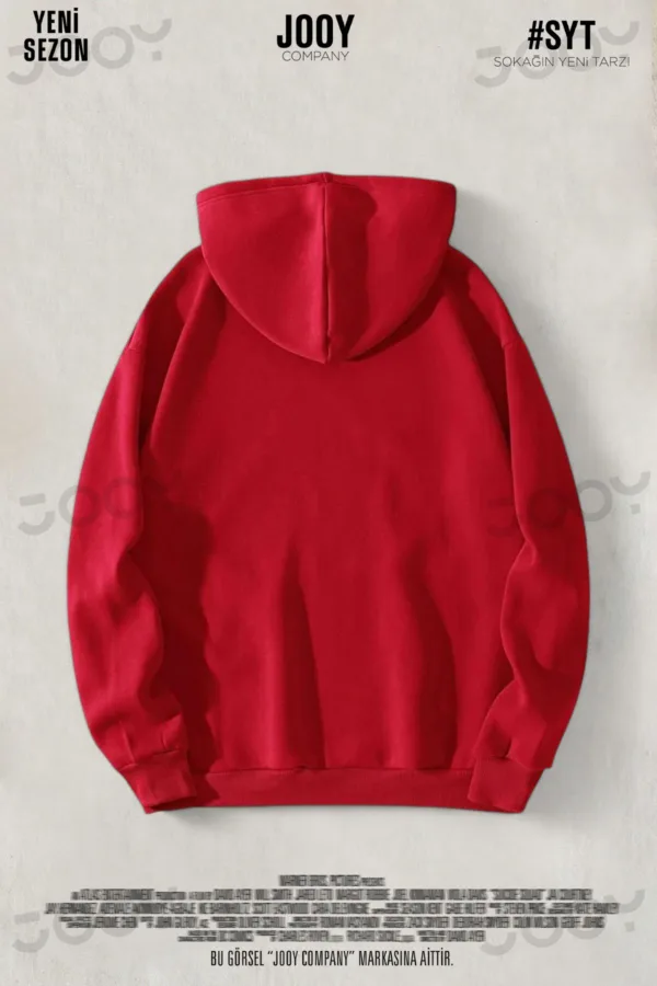 Jooy Baskılı Kırmızı Kapüşonlu 3 İplik Sweatshirt Hoodie - XL-alttext2