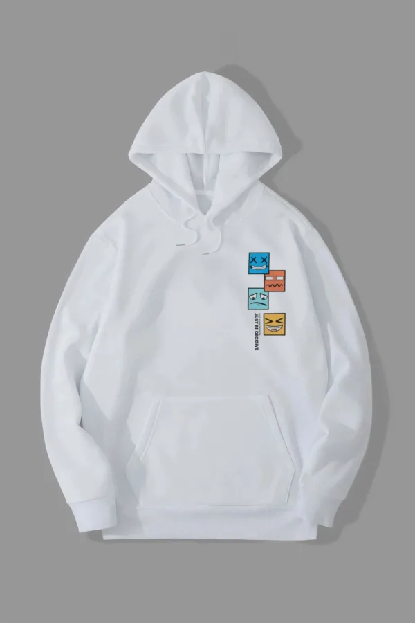 Just Be Decisive Tasarım Beyaz Kapüşonlu Sweatshirt - L-alttext1