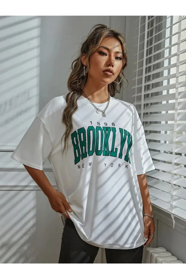 Kadın Brooklyn 1898 Baskılı Oversize T-Shirt - S-alttext4