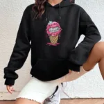 Kadın Dondurma Tasarım Kapüşonlu Sweatshirt - L-alttext1