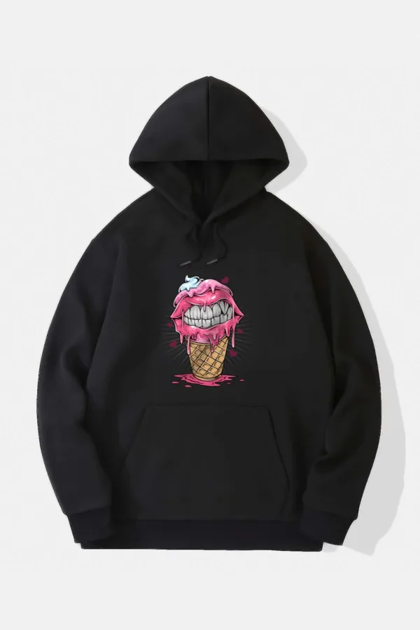 Kadın Dondurma Tasarım Kapüşonlu Sweatshirt - L-alttext3
