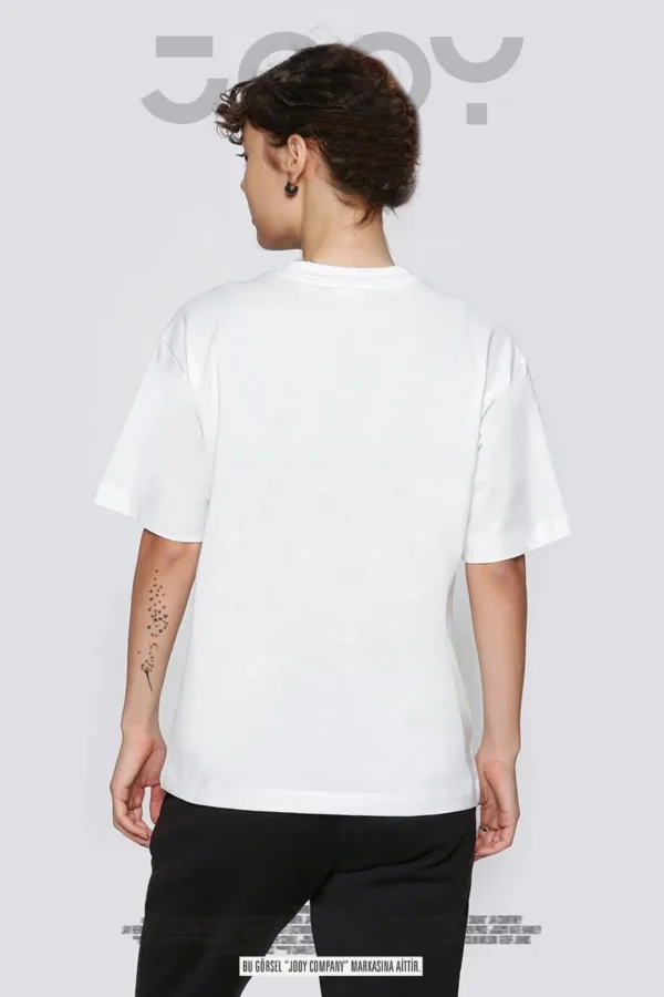 Kadın Düz Beyaz Oversize Tshirt - S-alttext2