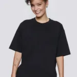 Kadın Düz Siyah Oversize Tshirt - M-alttext1