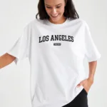 Kadın Los Angeles The 1987 Baskılı Beyaz Oversize Tshirt - L-alttext1