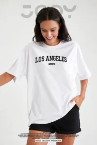 Kadın Los Angeles The 1987 Baskılı Beyaz Oversize Tshirt-alttext1