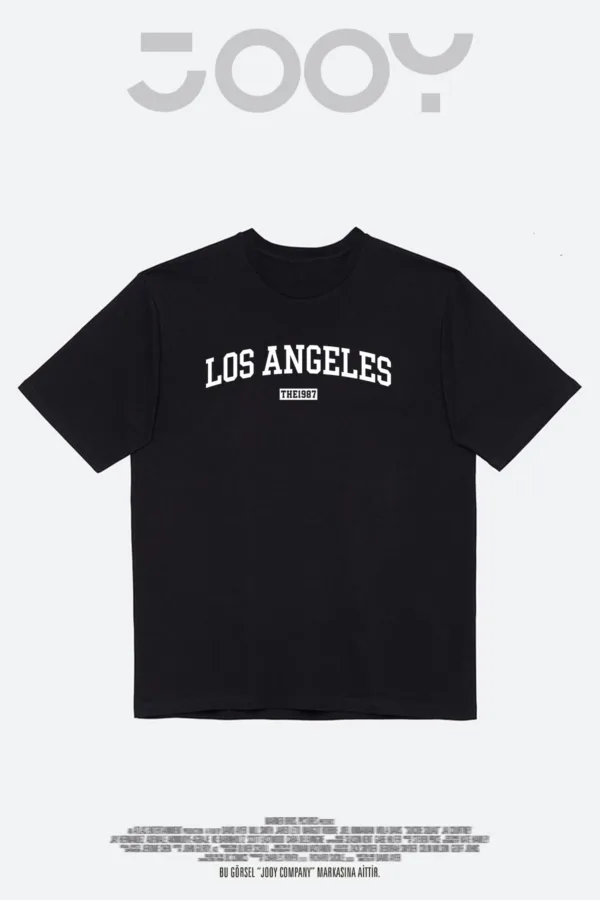 Kadın Los Angeles The 1987 Baskılı Siyah Oversize Tshirt - L-alttext3