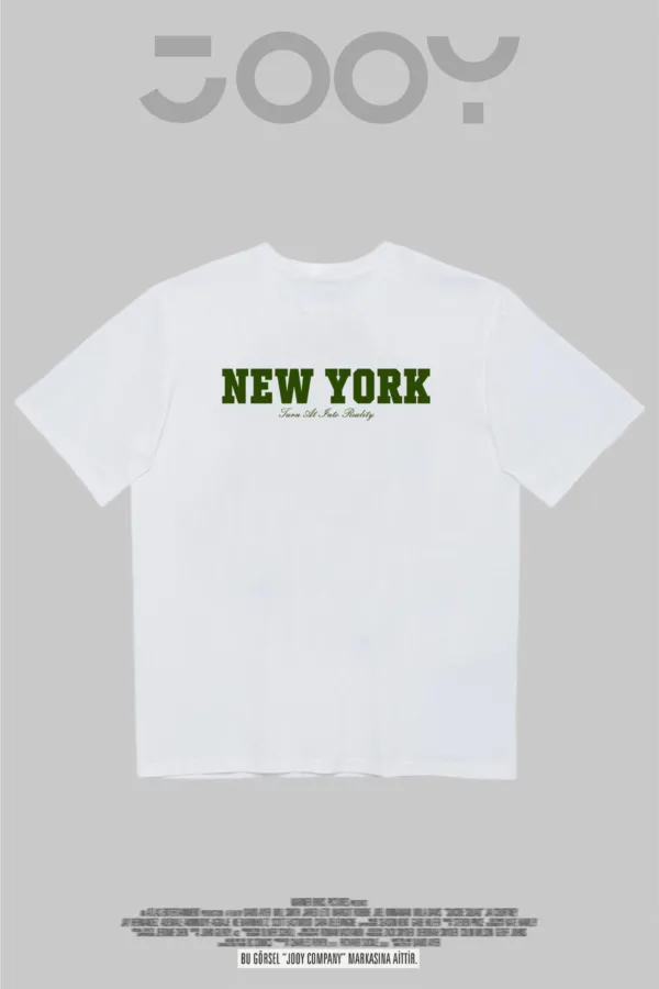 Kadın New York Reality Baskılı Beyaz Oversize Tshirt - S-alttext3