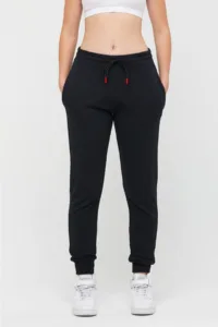 Kadın Siyah Penye Eşofman Altı-alttext1