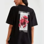 Kadın Vivre La Vie Baskılı Siyah Oversize Tshirt - M-alttext1