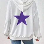 Kadın Yıldız Baskılı Kapüşonlu Sweatshirt - L-alttext1