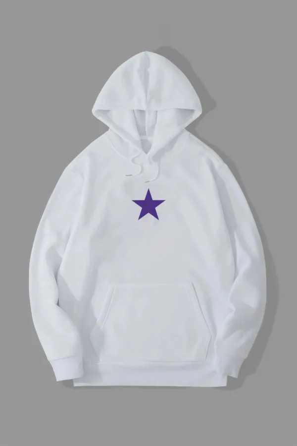 Kadın Yıldız Baskılı Kapüşonlu Sweatshirt - L-alttext4