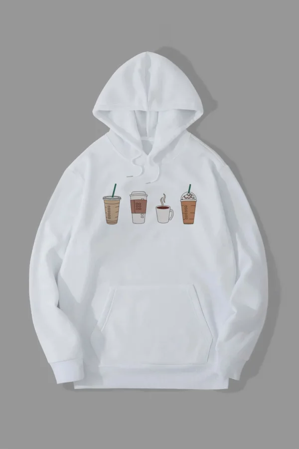 Kahve Tasarım Kapüşonlu Sweatshirt - XL-alttext1