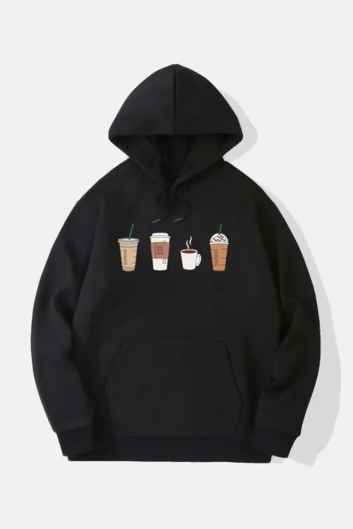 Kahve Tasarım Kapüşonlu Sweatshirt