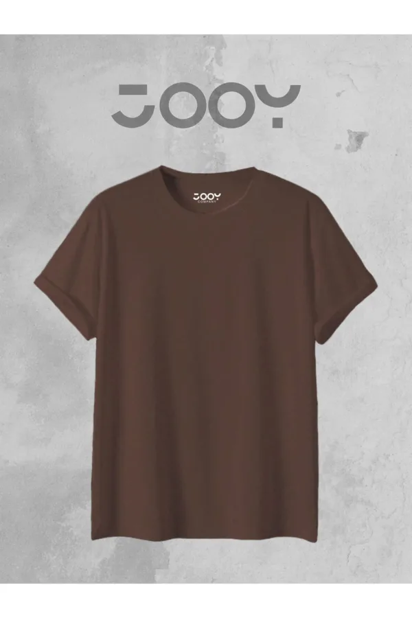 Kahverengi Oversize Geniş Kalıp Düz Baskısız Basic Tshirt - M-alttext2