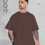 Kahverengi Oversize Geniş Kalıp Düz Baskısız Basic Tshirt - M-alttext1