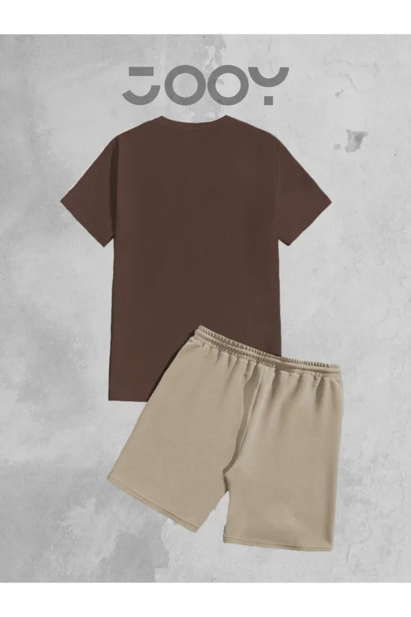 Kahverengi Oversize Tshirt - Bej Penye Şort Takım - M-alttext3