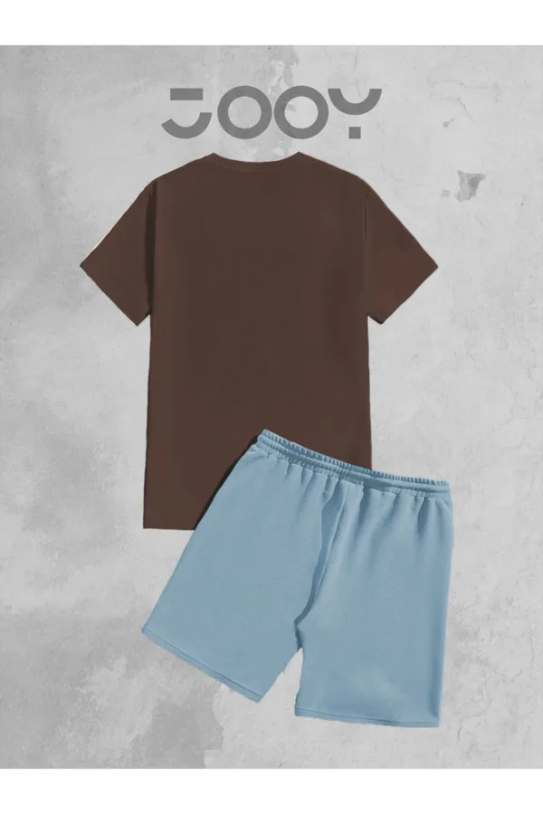 Kahverengi Oversize Tshirt - Mavi Penye Şort Takım - M-alttext3