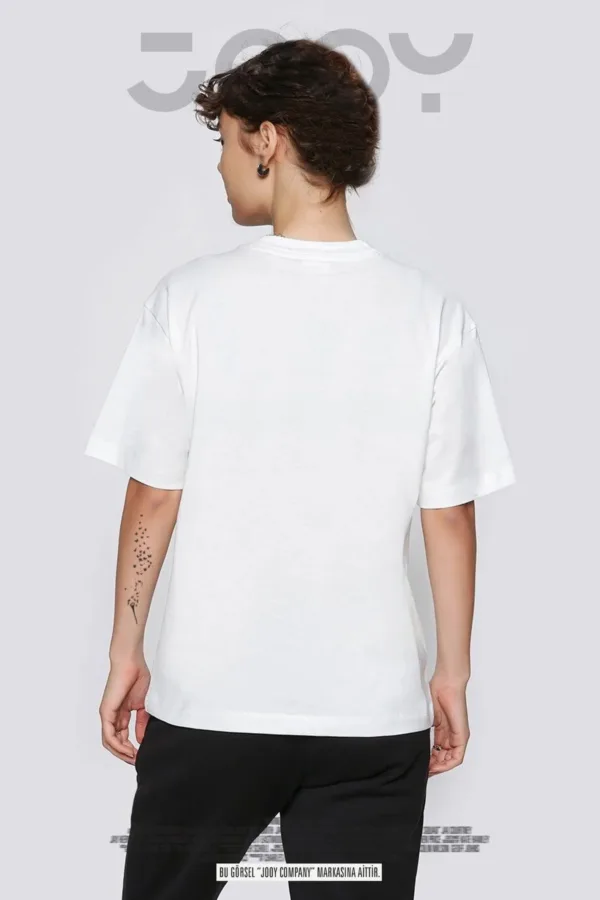 Kalp Baskılı Beyaz Oversize Tshirt - L-alttext2