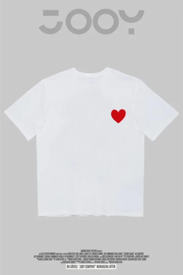 Kalp Baskılı Beyaz Oversize Tshirt - L-alttext3