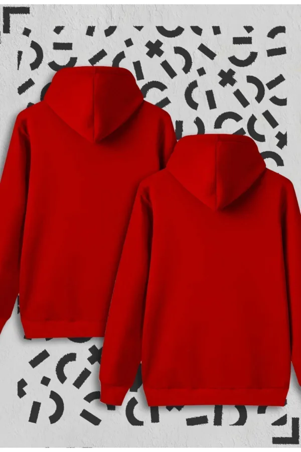 Kalp Baskılı Sevgili Çift Kombini Kırmızı Kapüşonlu Sweatshirt 2'li Set - S/S-alttext3