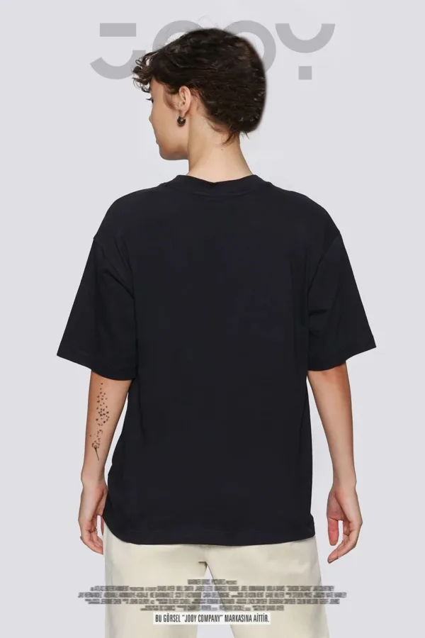 Kalp Baskılı Siyah Oversize Tshirt - M-alttext2